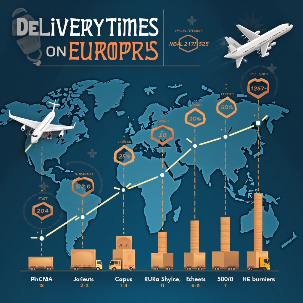 Сравнительная инфографика сроков доставки различными способами из стран СНГ в Европу, представленная в виде временной шкалы с указанием минимальных и максимальных сроков для каждого типа отправления