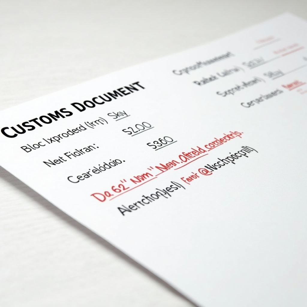 Иллюстрация типичных ошибок при заполнении таможенных документов: неправильные данные, неполная информация, нечитаемый почерк